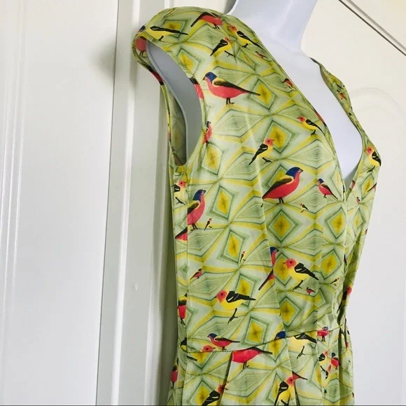 Crop david peck M Silk romper Artsy chartreuse bird print - Picture 7 of 12